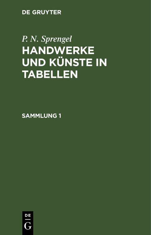 Produktbild: Handwerke und K&uuml;nste in Tabellen. Sammlung 1
