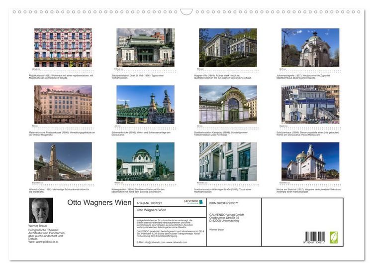 Produktbild: Otto Wagners Wien (Wandkalender 2026 DIN A2 quer), CALVENDO Monatskalender