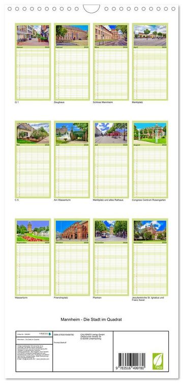 Produktbild: Familienplaner 2026 - Mannheim - Die Stadt im Quadrat mit 5 Spalten (Wandkalender, 21 x 45 cm) CALVENDO