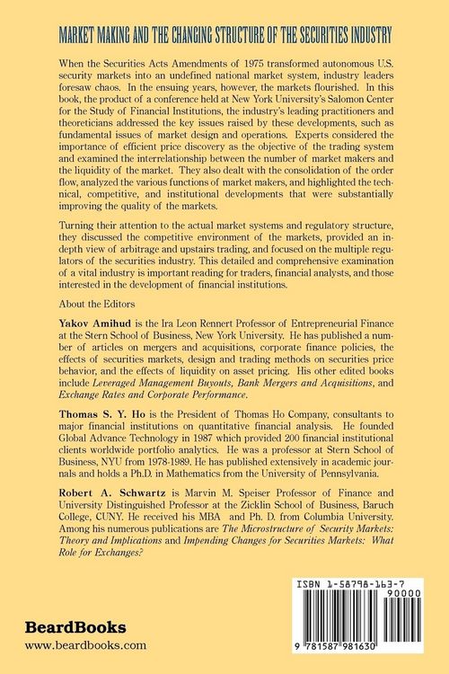 Produktbild: Market Making and the Changing Structure of the Securities Industry
