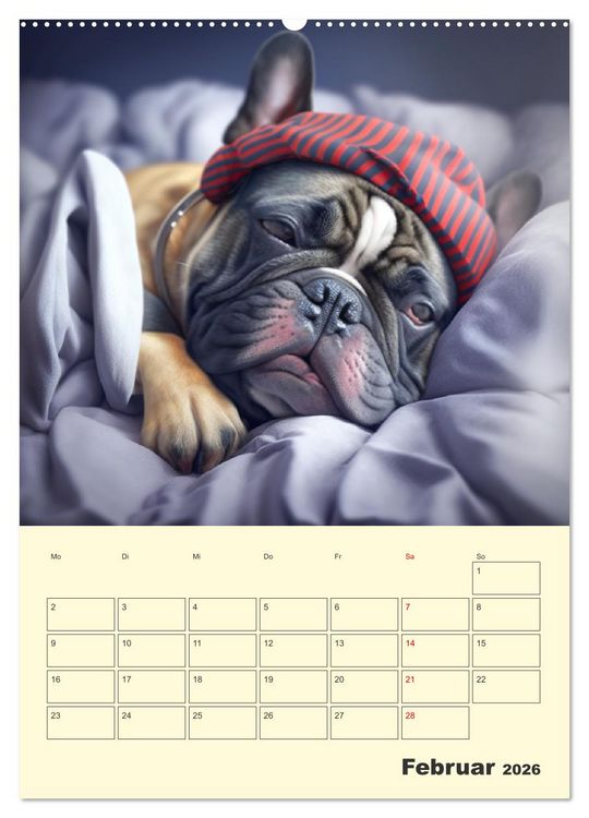 Produktbild: Lustige Flederm&auml;use. Franz&ouml;sische Bulldoggen bei der Freizeitgestaltung (Wandkalender 2026 DIN A2 hoch), CALVENDO Monatskalender