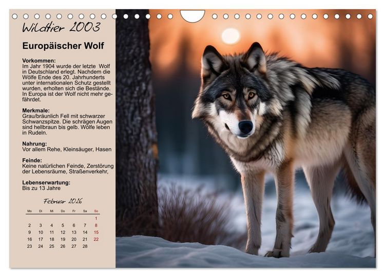Produktbild: Wildtiere des Jahres (Wandkalender 2026 DIN A4 quer), CALVENDO Monatskalender