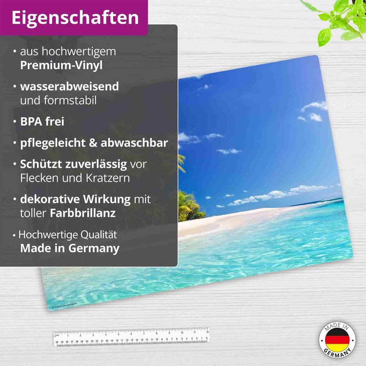 Produktbild: Cover-your-desk Schreibtischunterlage f&uuml;r Kinder und Erwachsene Palmen am Meer, aus hochwertigem Vinyl , 60 x 40 cm
