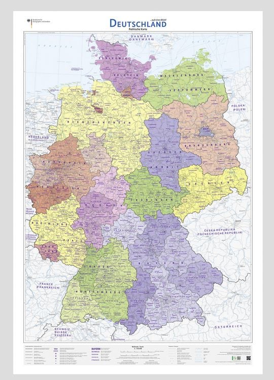 Produktbild: Deutschland auf einen Blick! Politische Karte 1:750 000