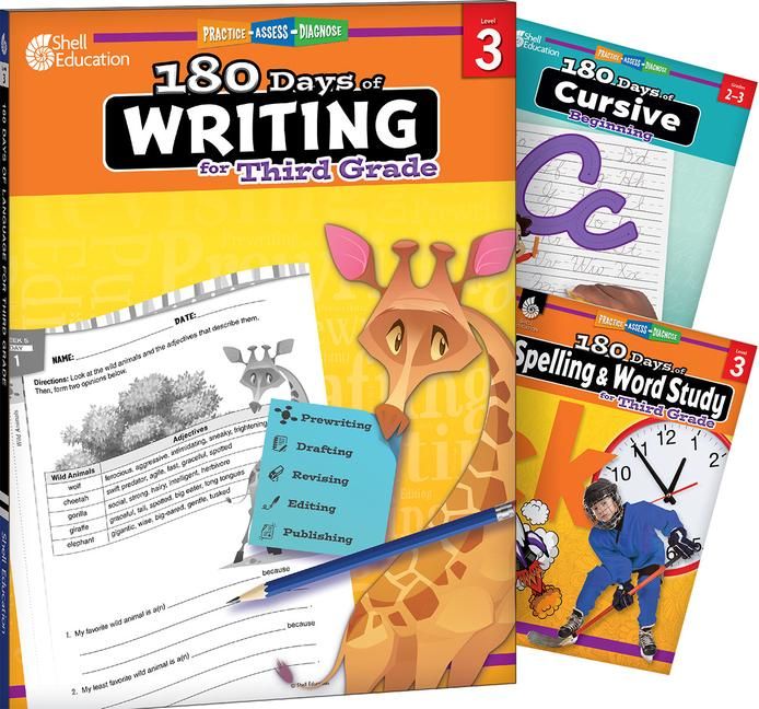 Produktbild: 180 Days(r) Writing, Spelling, & Cursive Grade 3: 3-Book Set