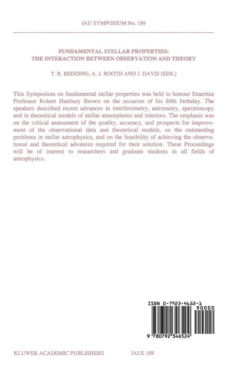 Produktbild: Fundamental Stellar Properties: The Interaction Between Observation and Theory