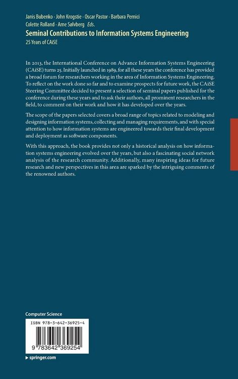 Produktbild: Seminal Contributions to Information Systems Engineering