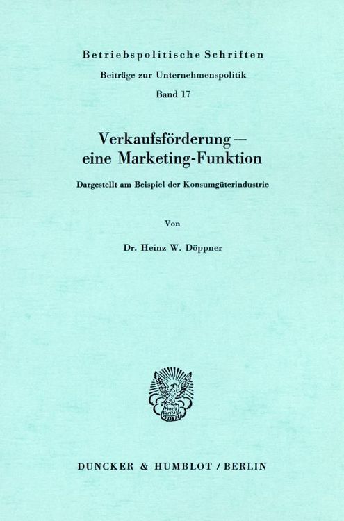 Produktbild: Verkaufsf&ouml;rderung - eine Marketing-Funktion.