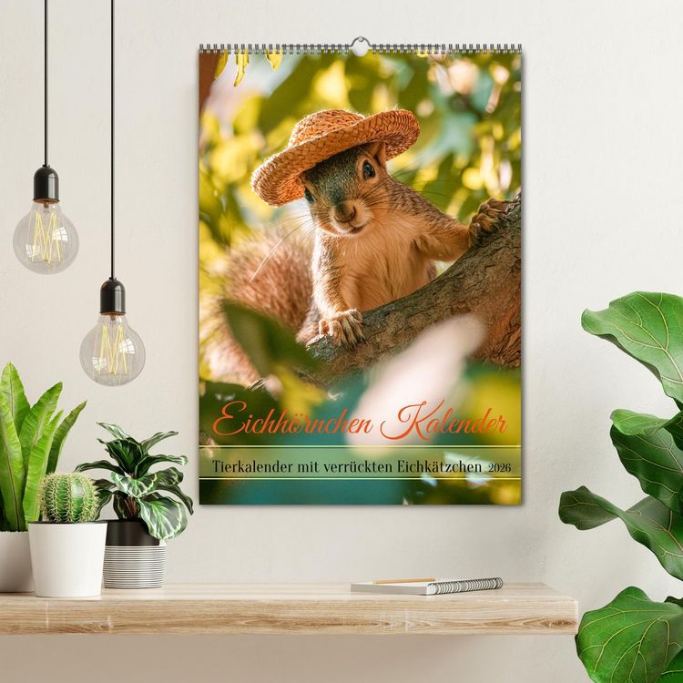 Produktbild: Eichh&ouml;rnchen Kalender - Tierkalender mit verr&uuml;ckten Eichk&auml;tzchen (Wandkalender 2026 DIN A2 hoch), CALVENDO Monatskalender