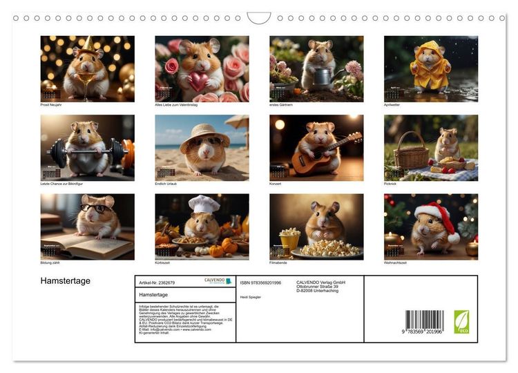 Produktbild: Hamstertage (Wandkalender 2027 DIN A3 quer), CALVENDO Monatskalender