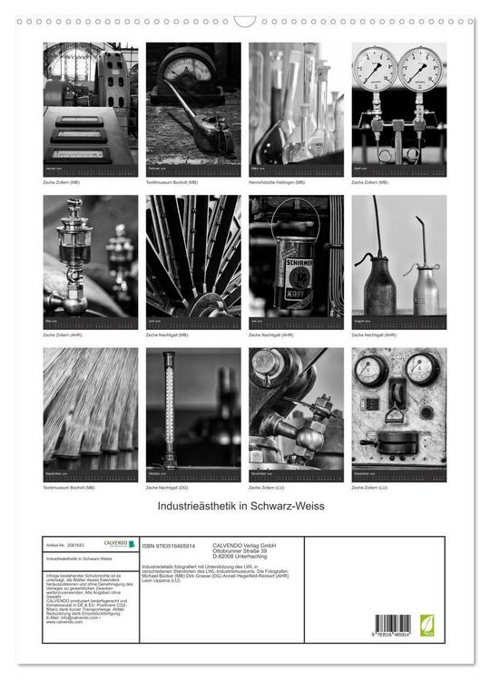 Produktbild: Industrie&auml;sthetik in Schwarz-Weiss (Wandkalender 2026 DIN A2 hoch), CALVENDO Monatskalender