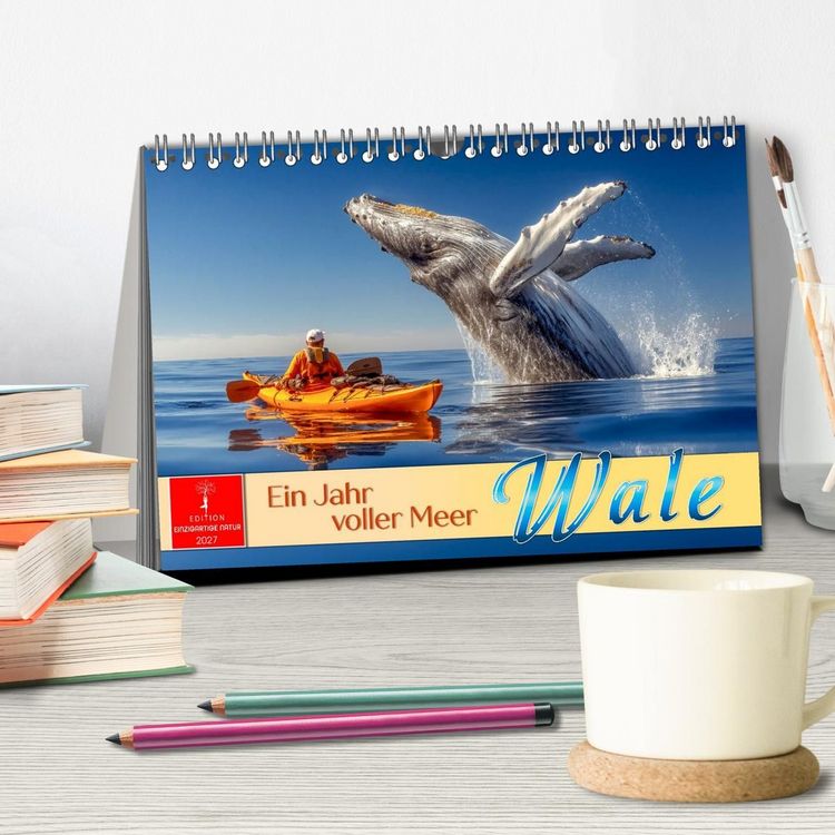 Produktbild: Wale - ein Jahr voller Meer (Tischkalender 2027 DIN A5 quer), CALVENDO Monatskalender