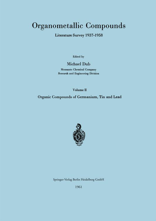 Produktbild: Organometallic Compounds Literature Survey 1937&ndash;1958
