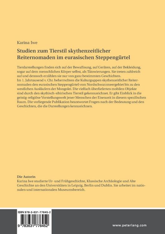 Produktbild: Studien zum Tierstil skythenzeitlicher Reiternomaden im eurasischen Steppeng&uuml;rtel