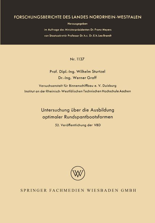 Produktbild: Untersuchung &uuml;ber die Ausbildung optimaler Rundspantbootsformen