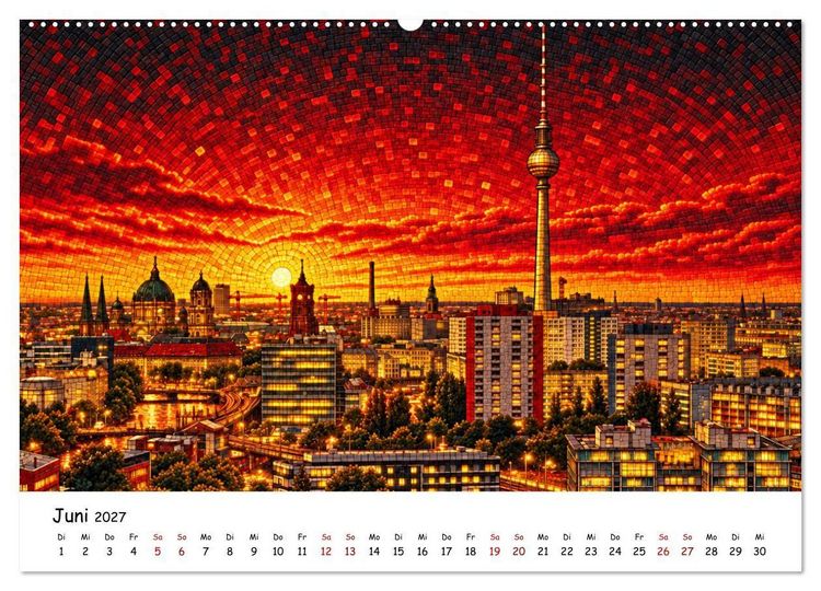 Produktbild: Deutschland als Mosaik. Stadt f&uuml;r Stadt ein Kunstwerk (hochwertiger Premium Wandkalender 2027 DIN A2 quer), Kunstdruck in Hochglanz