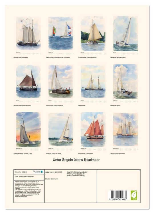 Produktbild: Unter Segeln &uuml;ber's Ijsselmeer (Wandkalender 2026 DIN A3 hoch), CALVENDO Monatskalender