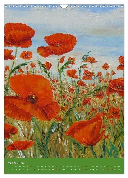 Produktbild: Coquelicots en peinture (Calendrier mural 2026 DIN A3 horizontal), CALVENDO calendrier mensuel