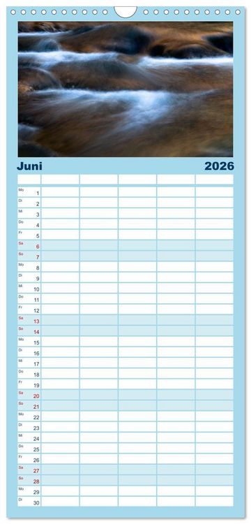 Produktbild: Familienplaner 2026 - Waldb&auml;che - Im Wandel der Jahreszeiten mit 5 Spalten (Wandkalender, 21 x 45 cm) CALVENDO