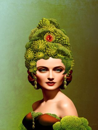 Produktbild: CALVENDO Puzzle Diva mit barocker Brokkoli Per&uuml;cke | 1000 Teile Lege-Gr&ouml;&szlig;e 64x48cm Foto-Puzzle f&uuml;r gl&uuml;ckliche Stunden
