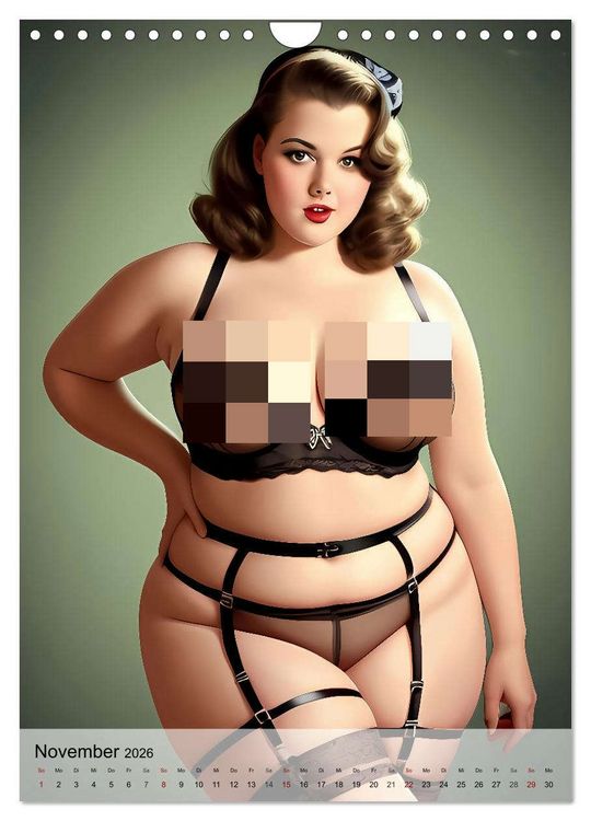 Produktbild: Pin up Girls Hei&szlig;e Kurven mit Retro Charme (Wandkalender 2026 DIN A4 hoch), CALVENDO Monatskalender