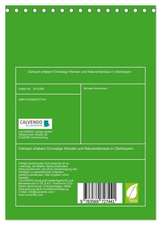 Produktbild: Dahoam erleben! Einmalige Wander-und Naturerlebnisse in Oberbayern (Tischkalender 2027 DIN A5 hoch), CALVENDO Monatskalender