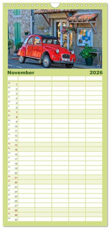 Produktbild: Familienplaner 2026 - Citro&euml;n 2CV - die Ente mit 5 Spalten (Wandkalender, 21 x 45 cm) CALVENDO