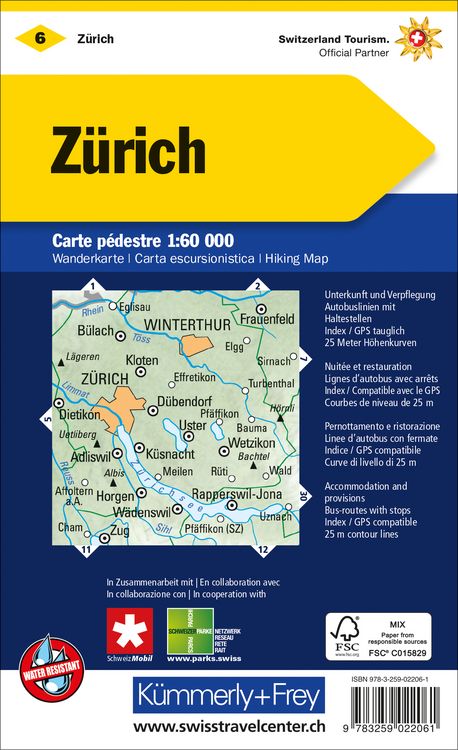 Produktbild: K&uuml;mmerly+Frey Wanderkarte 6 Z&uuml;rich 1:60.000