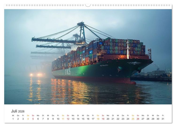 Produktbild: Containerschiffe - Giganten im Fokus (hochwertiger Premium Wandkalender 2026 DIN A2 quer), Kunstdruck in Hochglanz