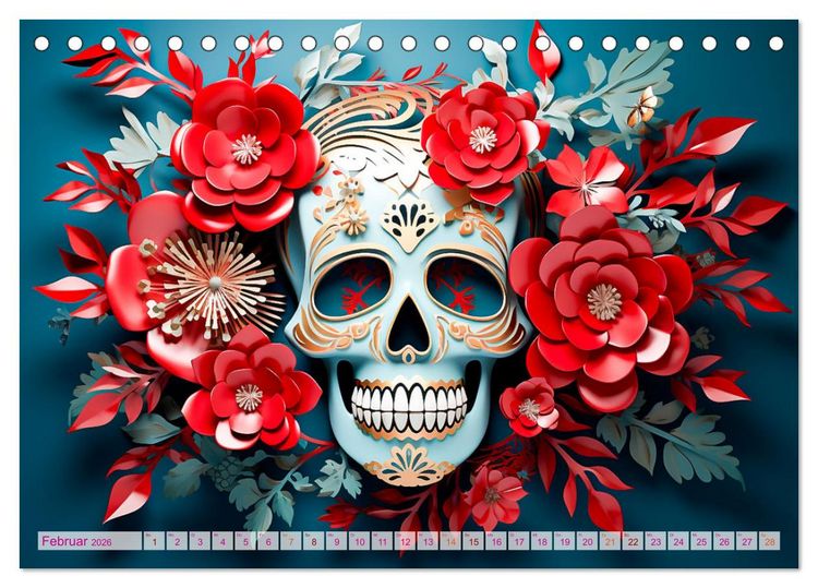 Produktbild: Skull Flower - Totenkopf ART (Tischkalender 2026 DIN A5 quer), CALVENDO Monatskalender