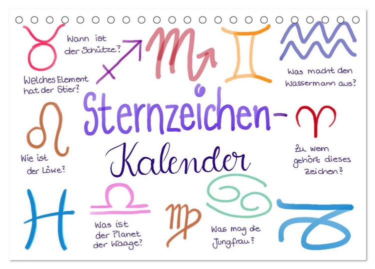 Produktbild: Sternzeichen-Kalender (Tischkalender 2026 DIN A5 quer), CALVENDO Monatskalender