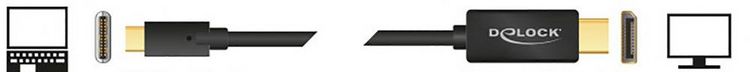 Produktbild: Delock USB-C&reg; / DisplayPort Adapterkabel USB-C&reg; Stecker, DisplayPort Stecker 2.00 m Schwarz 85256 vergoldete Steckkontakte USB-C&reg;-Displaykabel