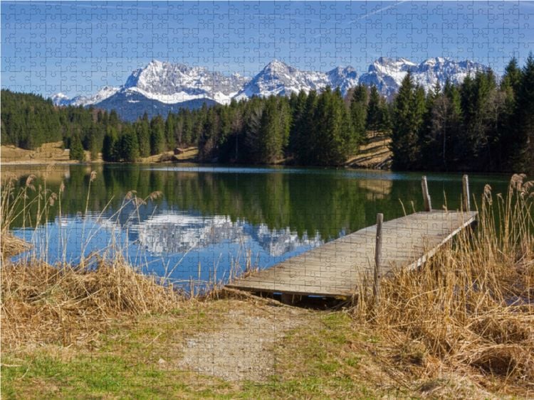 Produktbild: CALVENDO Puzzle Landschaft Oberbayern Geroldsee und Karwendelgebirge 1000 Teile Lege-Gr&ouml;&szlig;e 64 x 48 cm Foto-Puzzle Bild von SusaZoom