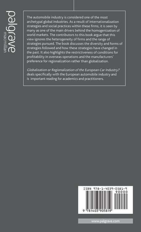 Produktbild: Globalization or Regionalization of the European Car Industry?