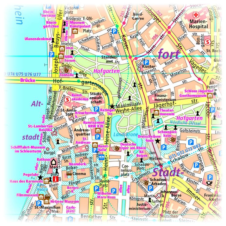 Düsseldorf. Stadtplan 1:16 000
