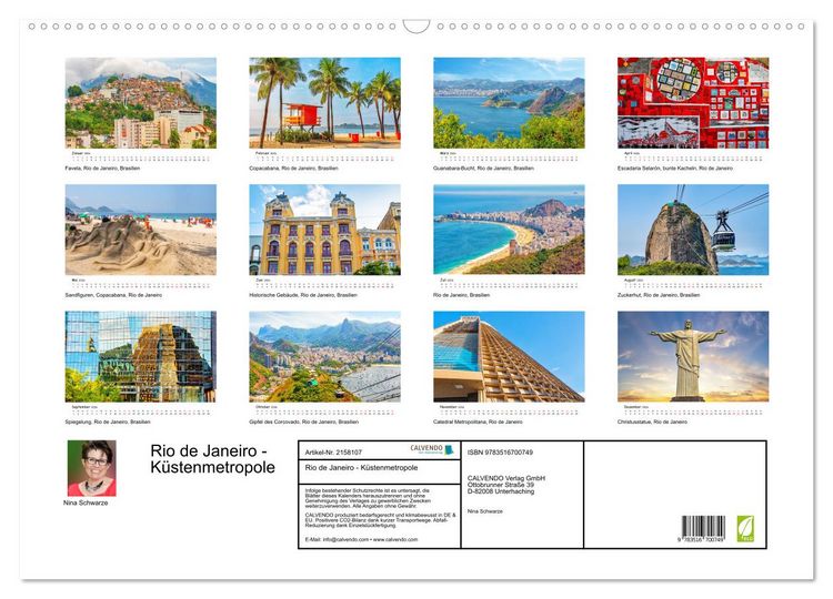 Produktbild: Rio de Janeiro - K&uuml;stenmetropole (Wandkalender 2026 DIN A2 quer), CALVENDO Monatskalender