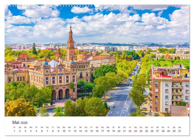 Produktbild: Sevilla - Atemberaubende Architektur (hochwertiger Premium Wandkalender 2026 DIN A2 quer), Kunstdruck in Hochglanz