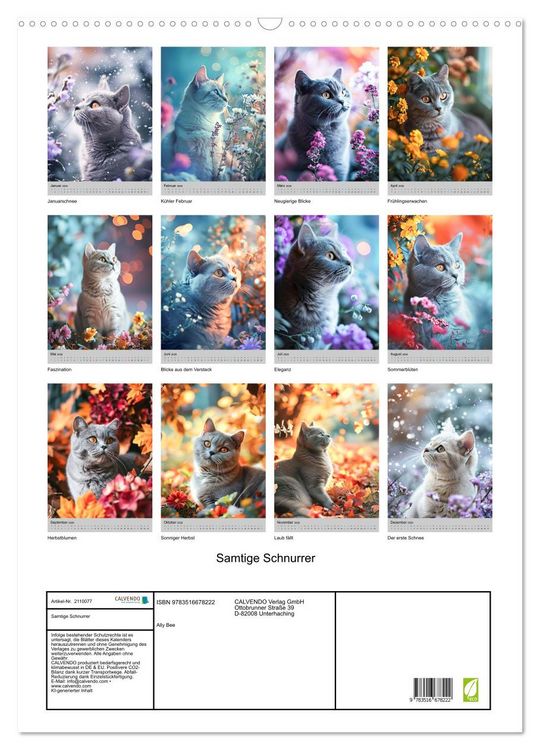 Produktbild: Samtige Schnurrer (Wandkalender 2026 DIN A2 hoch), CALVENDO Monatskalender