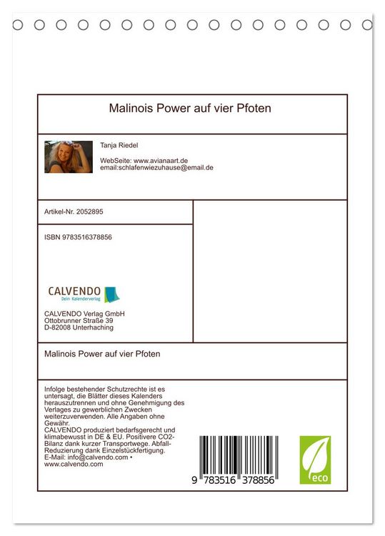 Produktbild: Malinois Power auf vier Pfoten (Tischkalender 2026 DIN A5 hoch), CALVENDO Monatskalender