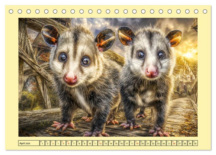 Produktbild: Sanfte Beutelratten. Opossums im stillen Rhythmus der Natur (Tischkalender 2026 DIN A5 quer), CALVENDO Monatskalender
