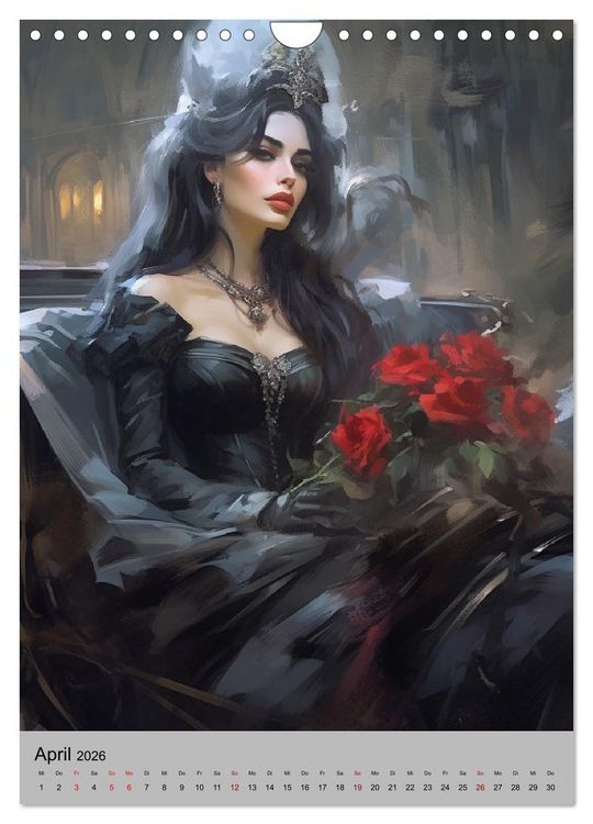 Produktbild: Gothic-Queens. Schaurig-sch&ouml;n im Renaissance-Stil (Wandkalender 2026 DIN A4 hoch), CALVENDO Monatskalender