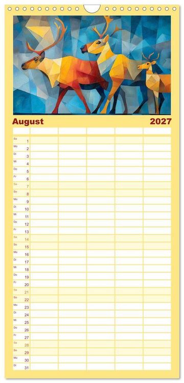 Produktbild: Familienplaner 2027 - Nordlicht in Facetten. Die Arktis in geometrischer Bildsprache mit 5 Spalten (Wandkalender, 21 x 45 cm) CALVENDO