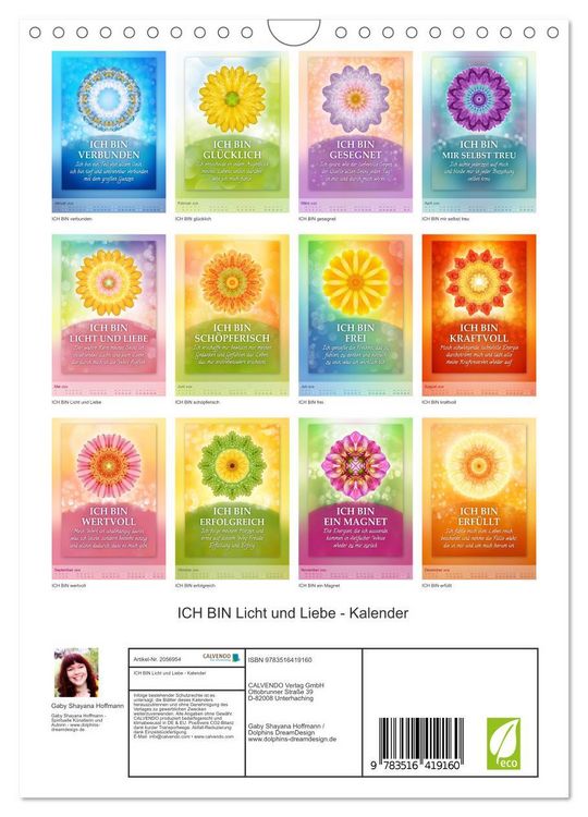 Produktbild: ICH BIN Licht und Liebe - Kalender (Wandkalender 2026 DIN A4 hoch), CALVENDO Monatskalender