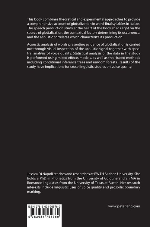 Produktbild: The Phonetics and Phonology of Glottalization in Italian