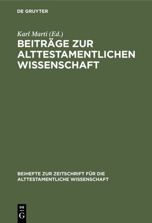 Produktbild: Beiträge zur alttestamentlichen Wissenschaft