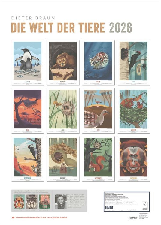 Produktbild: Dieter Braun: Die Welt der Tiere 2026 – Wandkalender – Format 50x70 cm