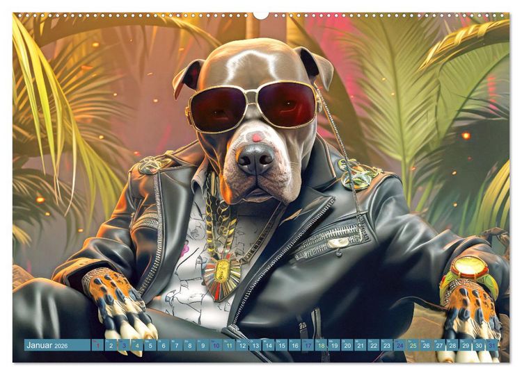 Produktbild: Gangsterhunde - KI-Bilder (Wandkalender 2026 DIN A2 quer), CALVENDO Monatskalender