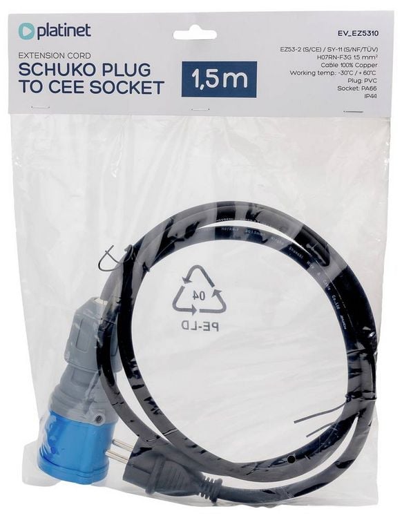 Produktbild: Platinet 46277 EV_EZ5310 CEE Adapterkabel 16A 230V 1St.