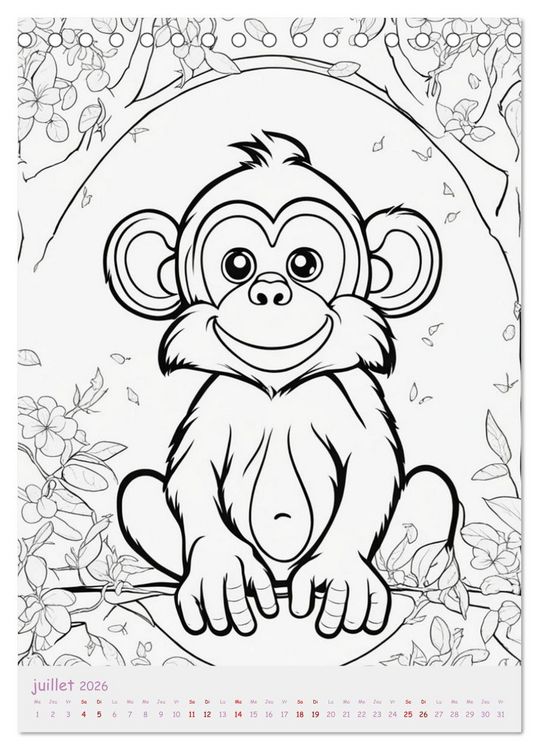 Produktbild: Calendrier &agrave; colorier (Calendrier de bureau 2026 DIN A5 horizontal), CALVENDO calendrier mensuel