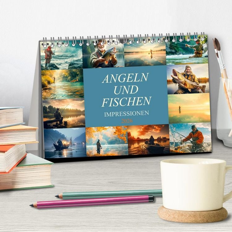 Produktbild: Angeln und Fischen Impressionen (Tischkalender 2026 DIN A5 quer), CALVENDO Monatskalender